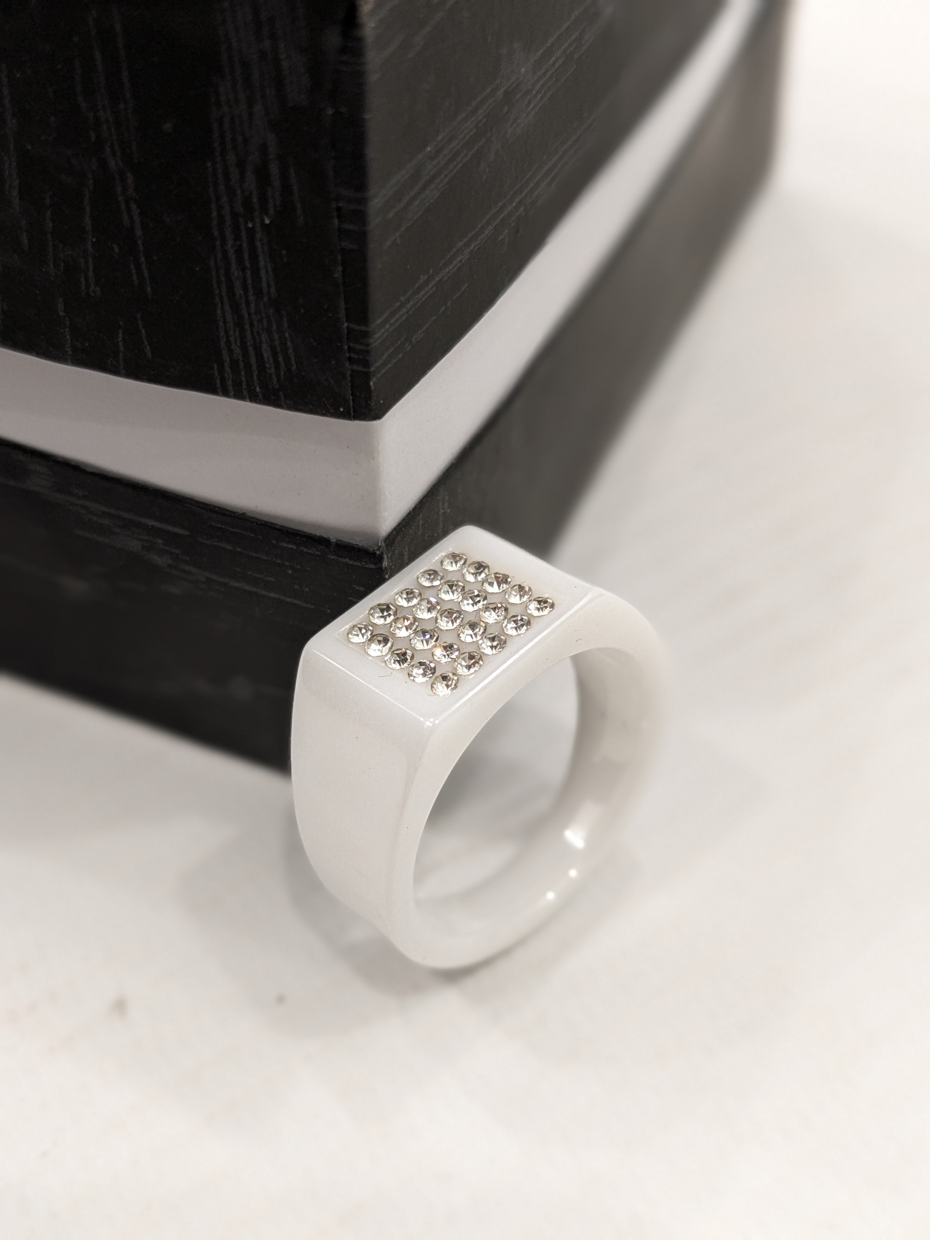 Ceramic Zircon Signet Ring